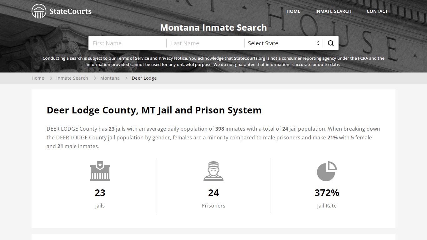 Deer Lodge County, MT Inmate Search - StateCourts